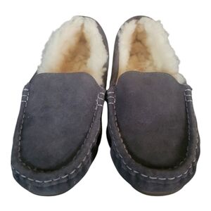Parfeying Men's Indoor Outdoor Sheepskin Moccasin Memory Foam Slippers 9
